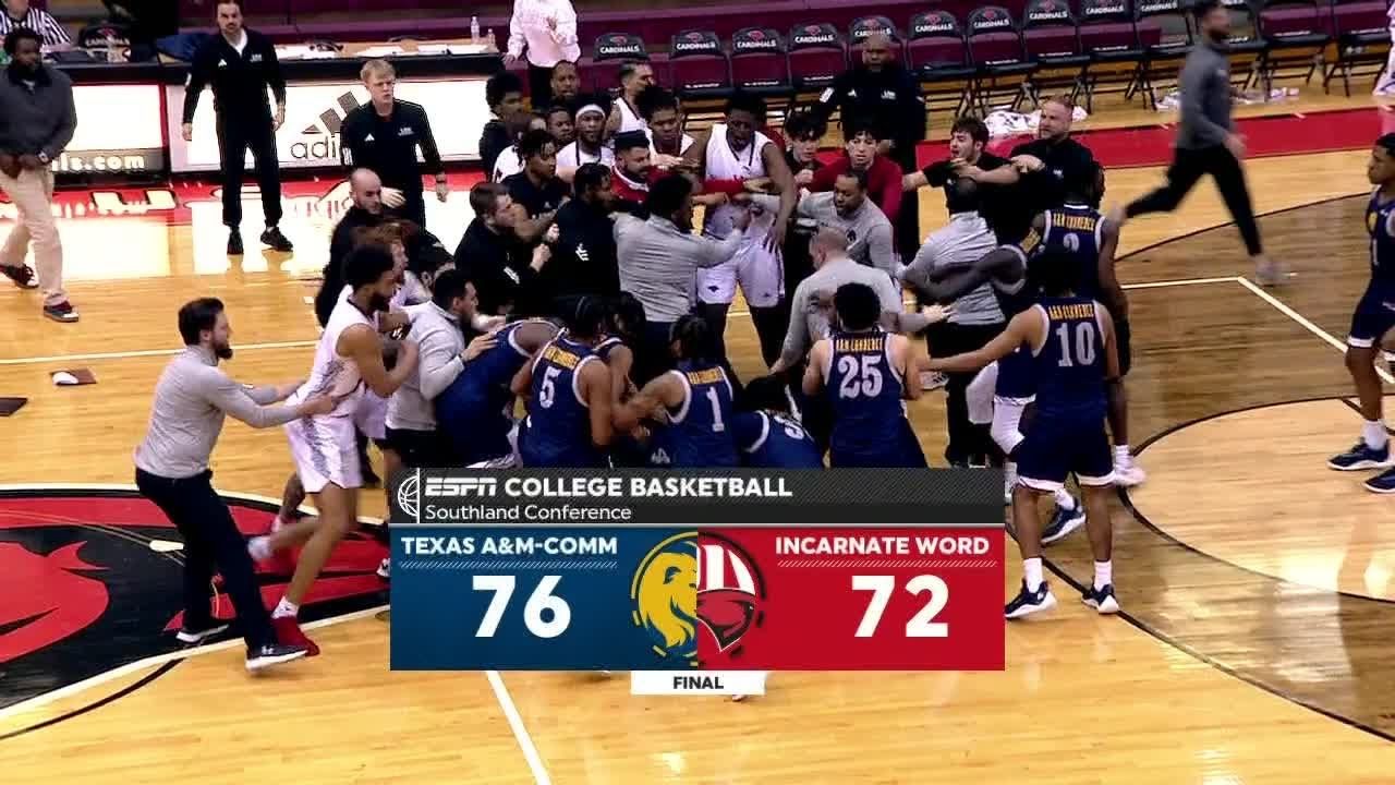 Chaotic Brawl Erupts In Handshake Line After College Basketball Showdown