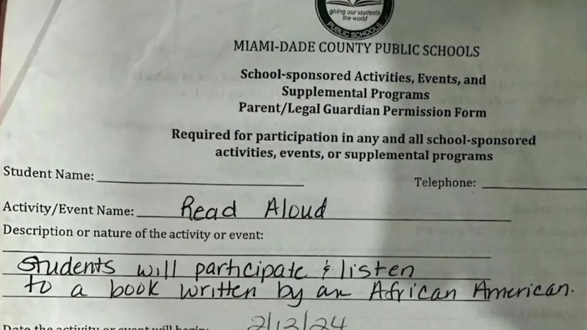 Miami School’s Controversial Permission Slip For Black Author Book Event